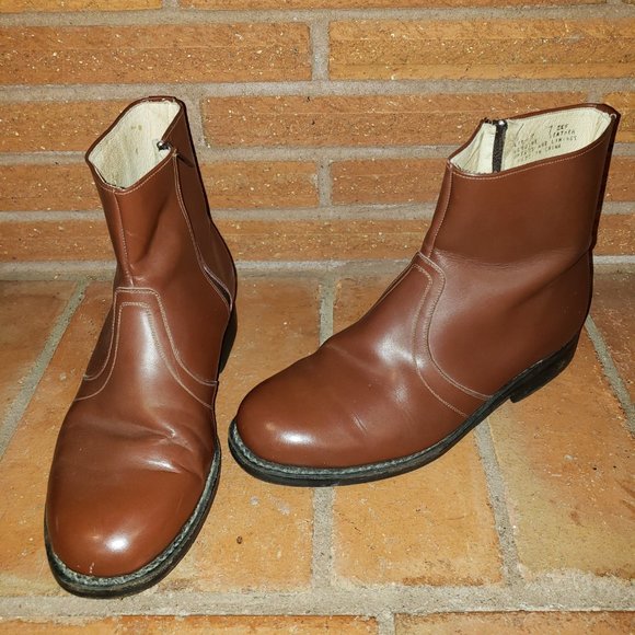 Haband Men's Executive Division Brown Leather Side Zipper Boots Black Size 7EEE - Picture 1 of 8